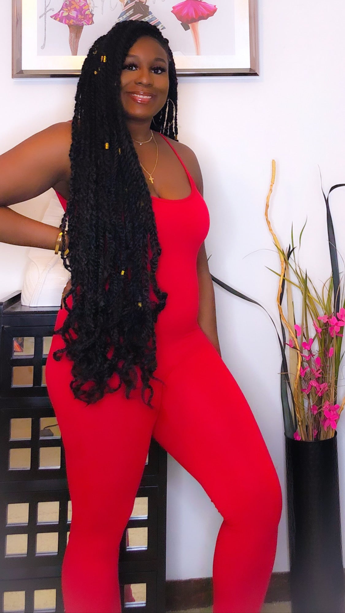 Asia (Red Cami Jumpsuit)- The Style District