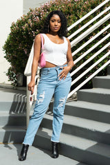 Amina Ankle Mom Jeans - The Style District