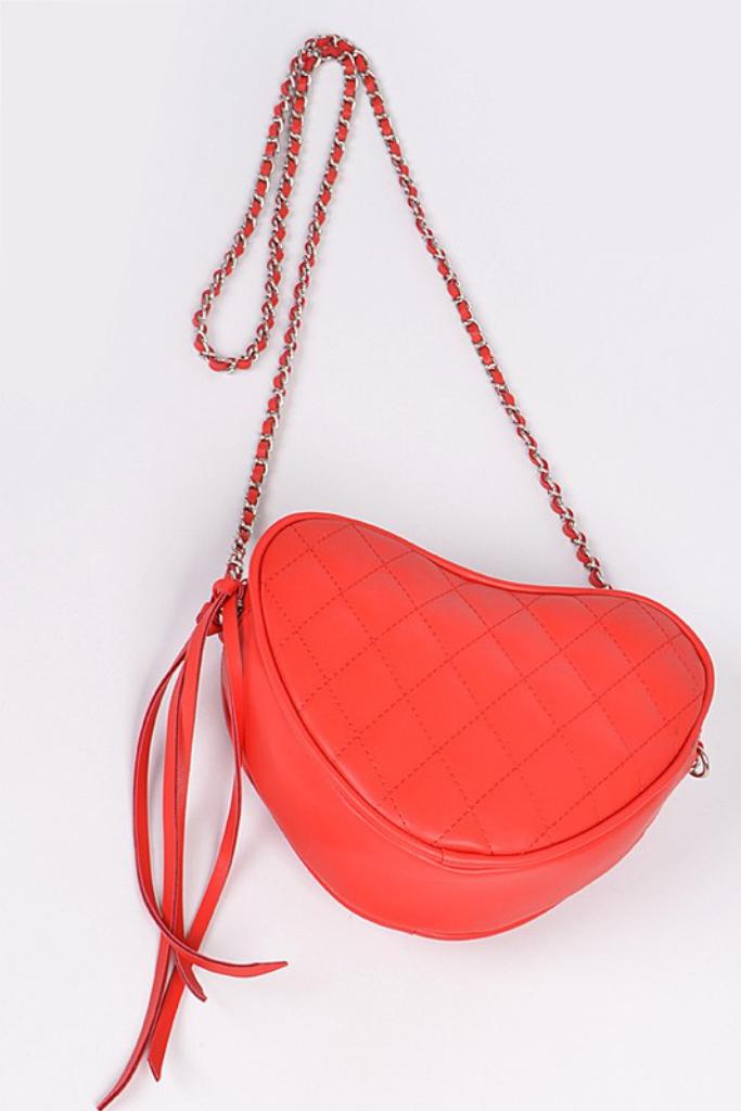 3d Heart Heart Shape Crossbody Bag, Pu Leather Textured Bag